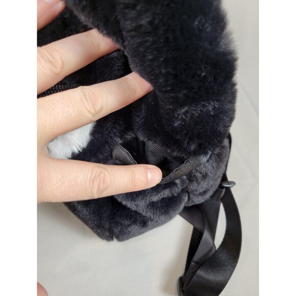 Nike Futura 365 Faux Fur Mini Backpack Black with White Swoosh Nike Purse Bag - Picture 9 of 12